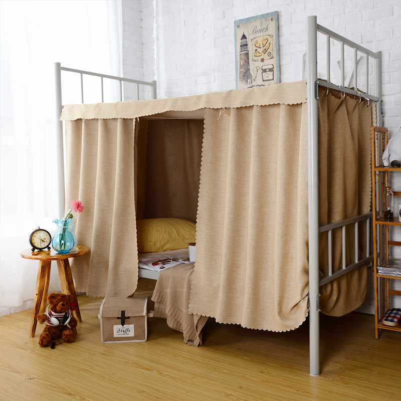 遮光床帘棉麻物理下铺大学生宿舍上铺女寝室简约床幔