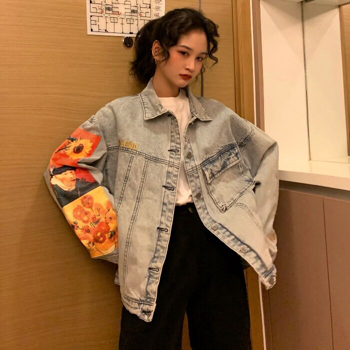 复古港风chic2020春装新款港风宽松牛仔潮牌上衣原宿bf长袖外套女