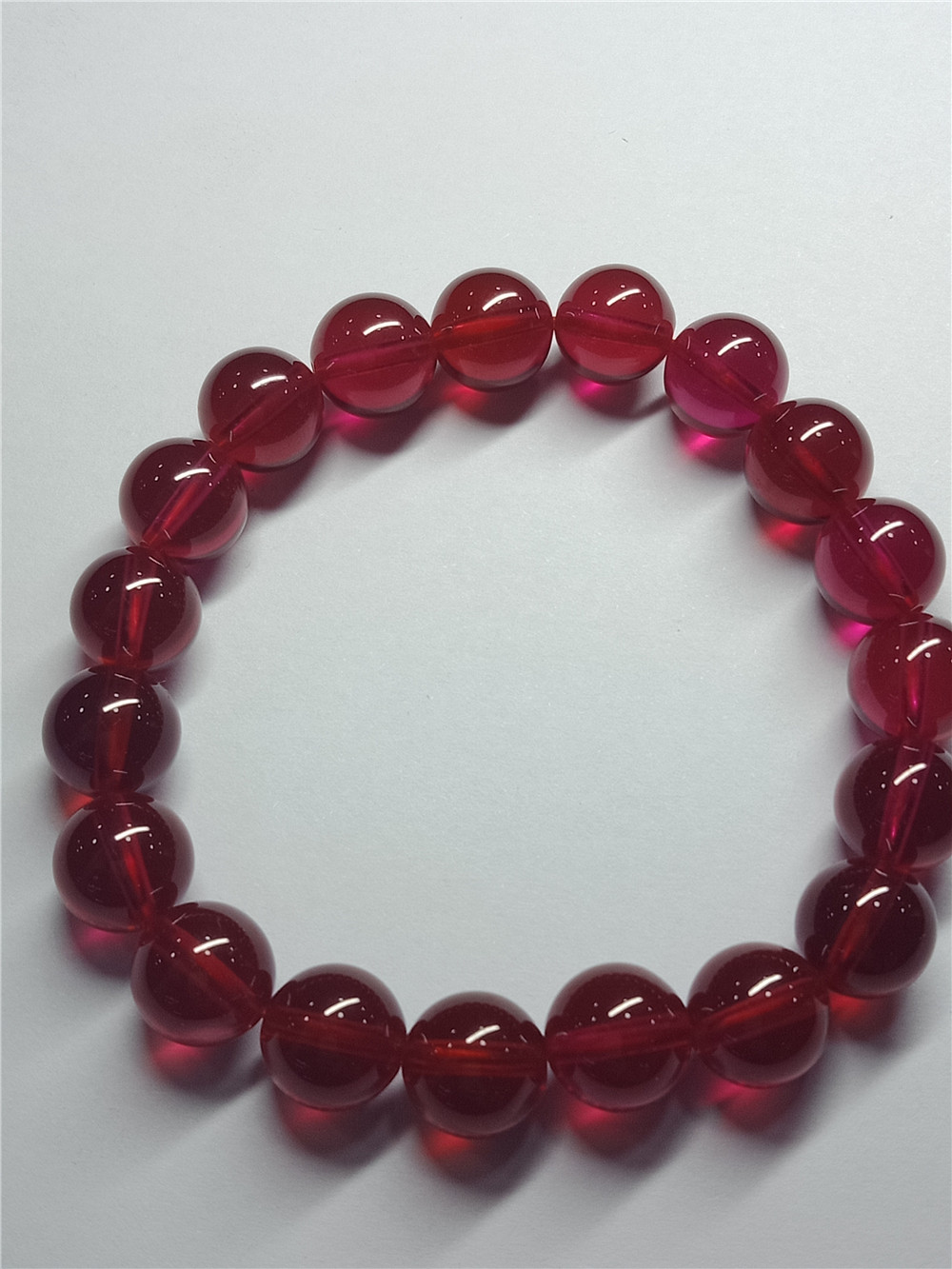 珠子红刚刚玉合成红宝石光面手串手链女生潮流时尚手链