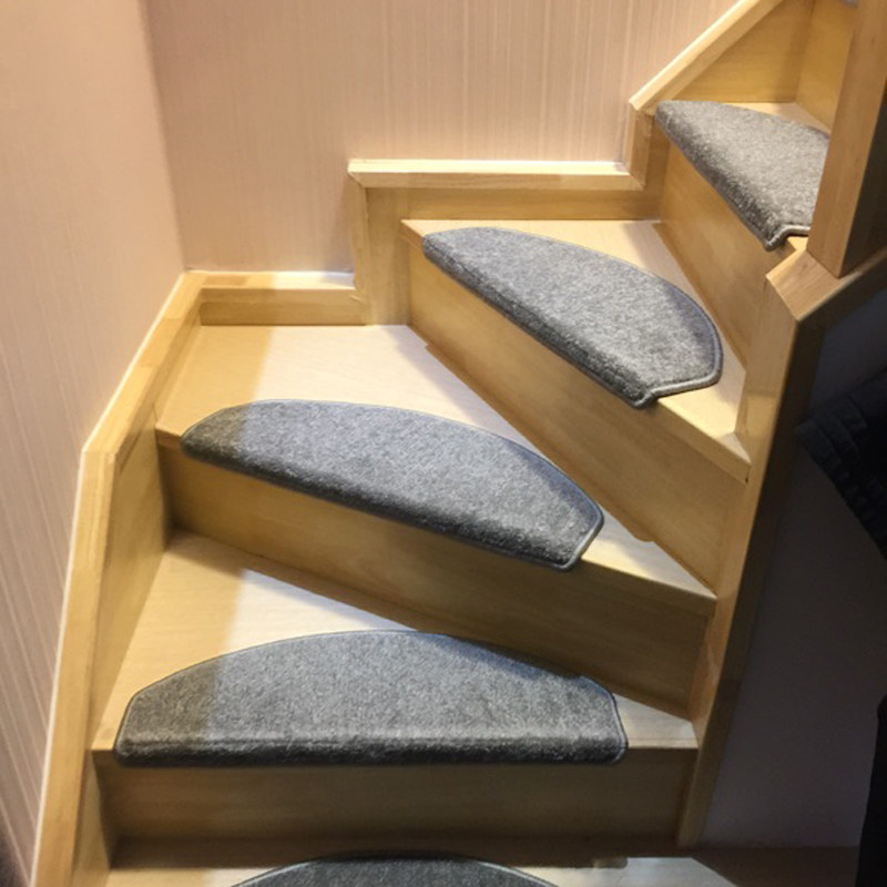 轻奢现代简约纯色家用旋转实木楼梯踏步垫免胶自地垫