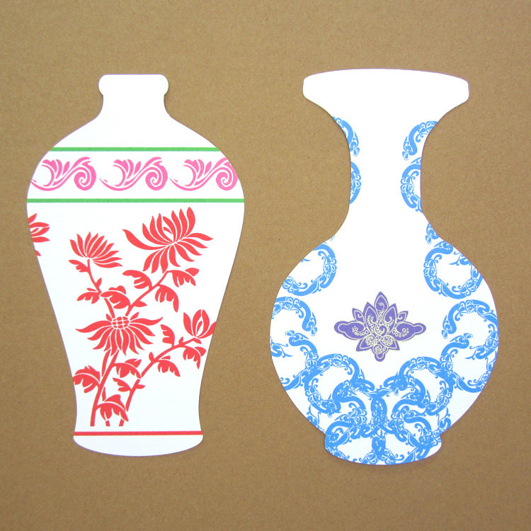卡纸花瓶绘画空白白底瓶子手工手工制制作模具折纸