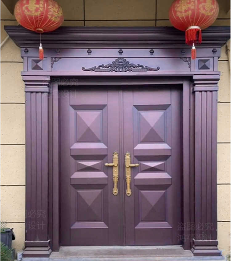 定制仿铜大门别墅对开四开锌合金农村防盗门进户门进户门
