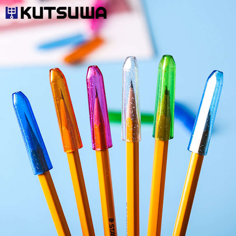 铅笔日本进口kutsuwa三角六角圆杆帽笔盖带姓名握笔器