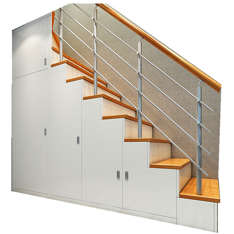 整体定制复式楼梯柜子实木踏步一体整体楼梯