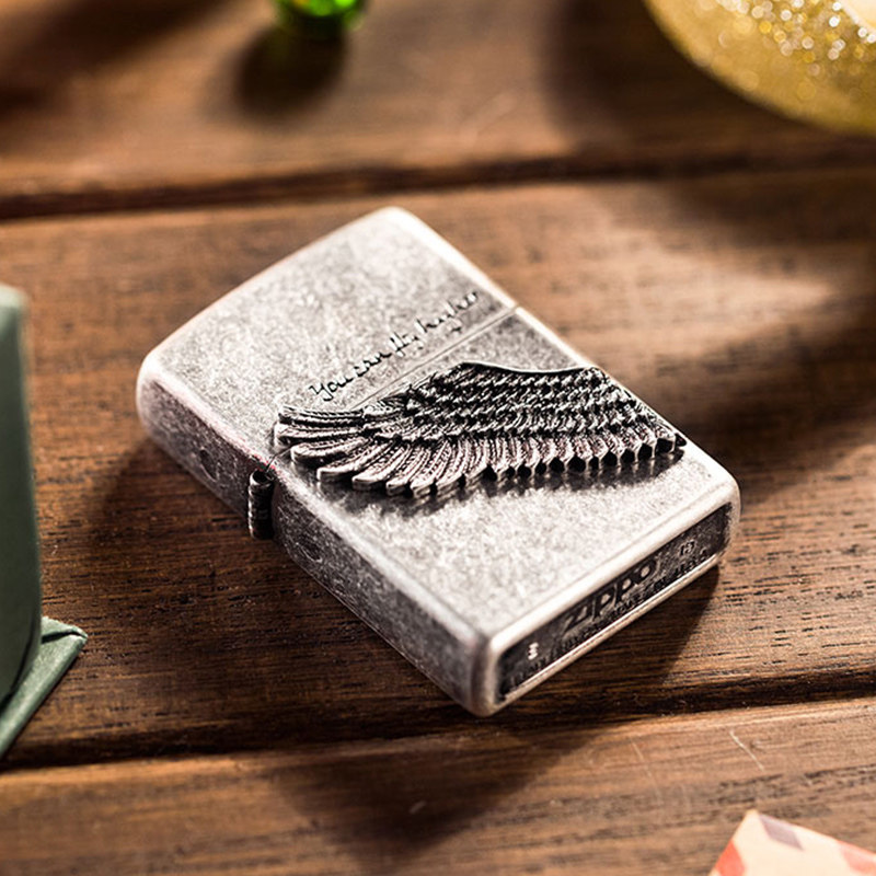 芝宝zippo黑冰飞得更高煤油打火机防风男友滑轮zippo