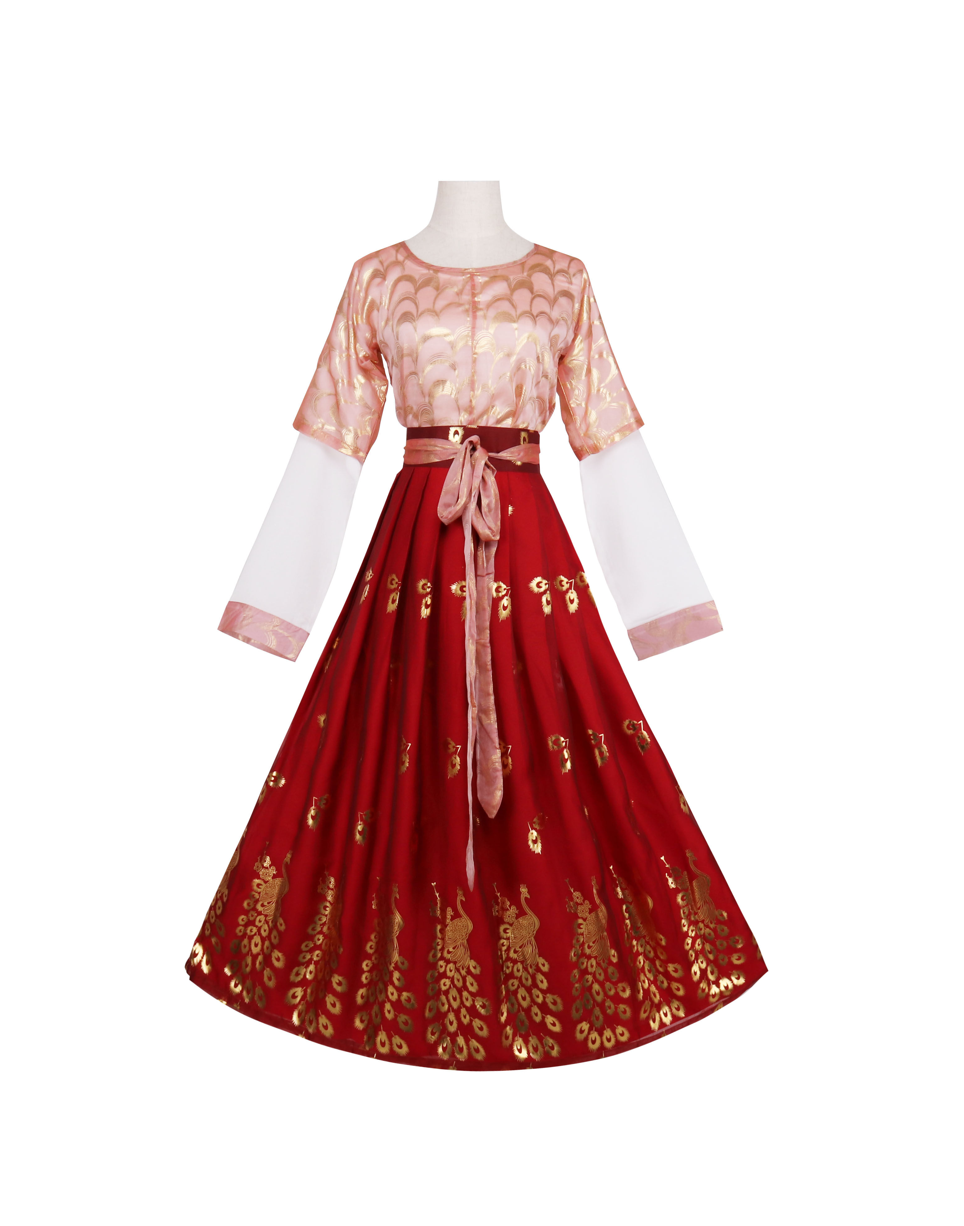 衣锦齐腰烫金半臂红色领汉江南制坦领唐佳人上衣