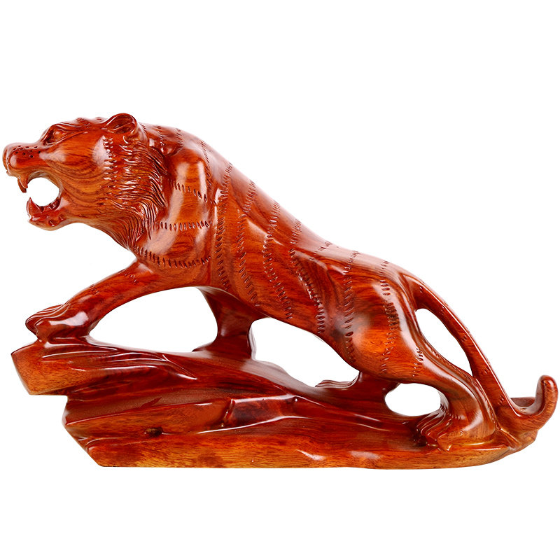 老虎风水摆件十二生肖实木木质办公室装饰木头木雕木雕