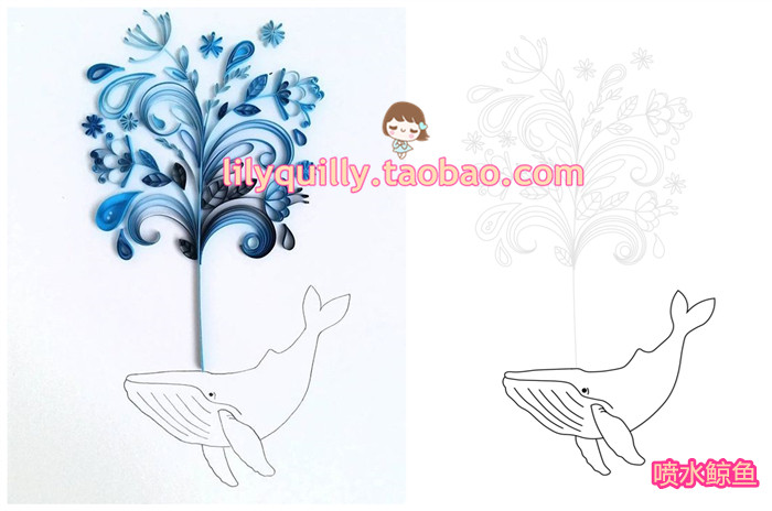 新作品衍纸画线稿图底稿材料quilling卡纸底纸模板