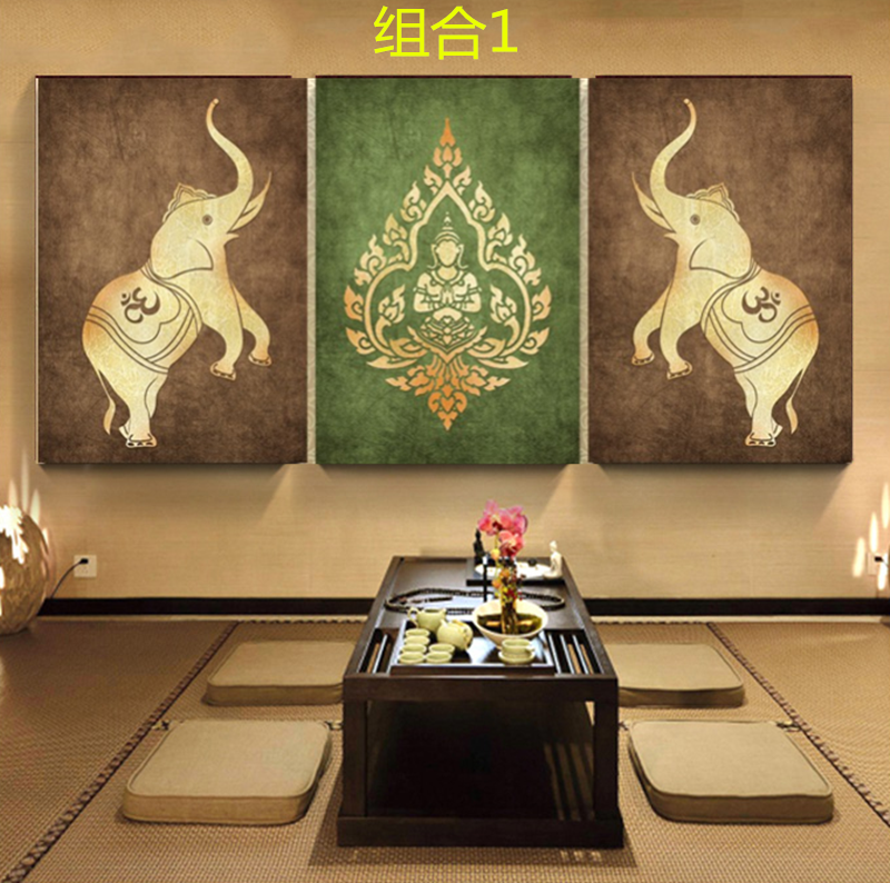 东南亚风格装饰画泰国大象瑜伽馆墙面装饰挂画玄关禅意摆设壁画