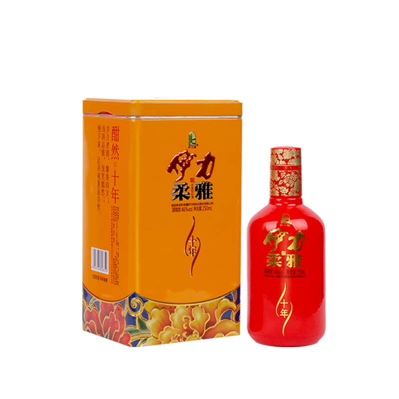 新疆白酒伊力特伊力柔雅十年46度250ml铁盒国产白酒