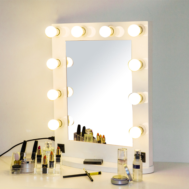 新款专业带灯化妆镜便携式彩妆镜影楼舞台美妆镜可调光专柜镜子