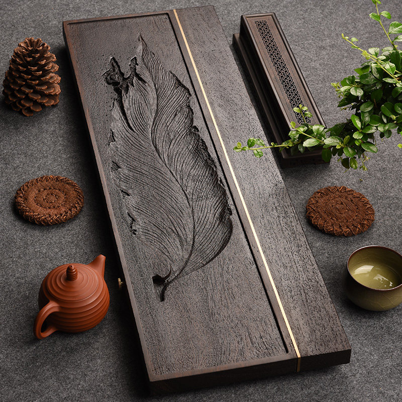 整块黑檀木茶盘风化无漆大号茶海功夫茶台中式家用干泡盘简约托盘