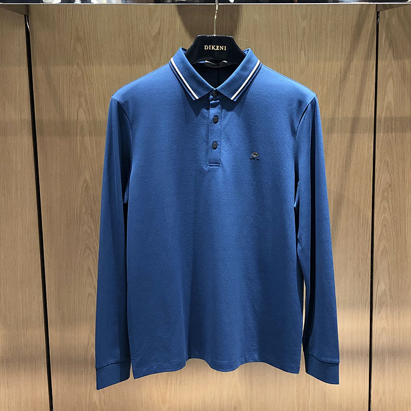 迪柯尼dikeni男装2021春装新品棉质黑色舒适商务t恤