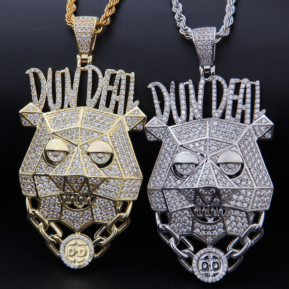 inshiphop项链同款头像dd狗头dundeal钻石欧美项链