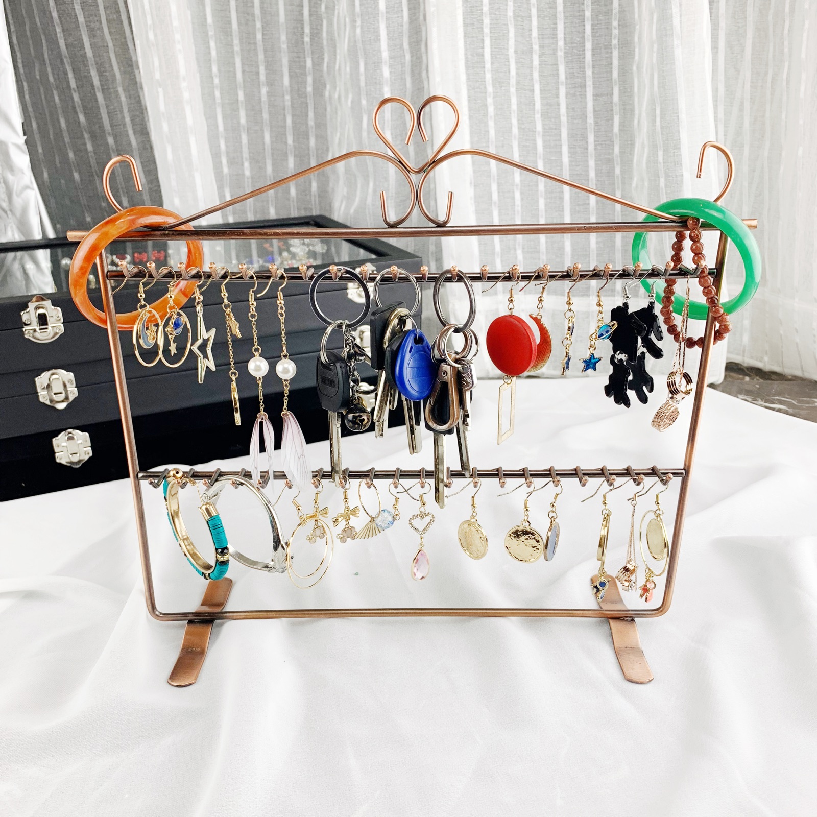 创意手机挂件钥匙扣展示架耳环首饰旋转多用饰品首饰展示架