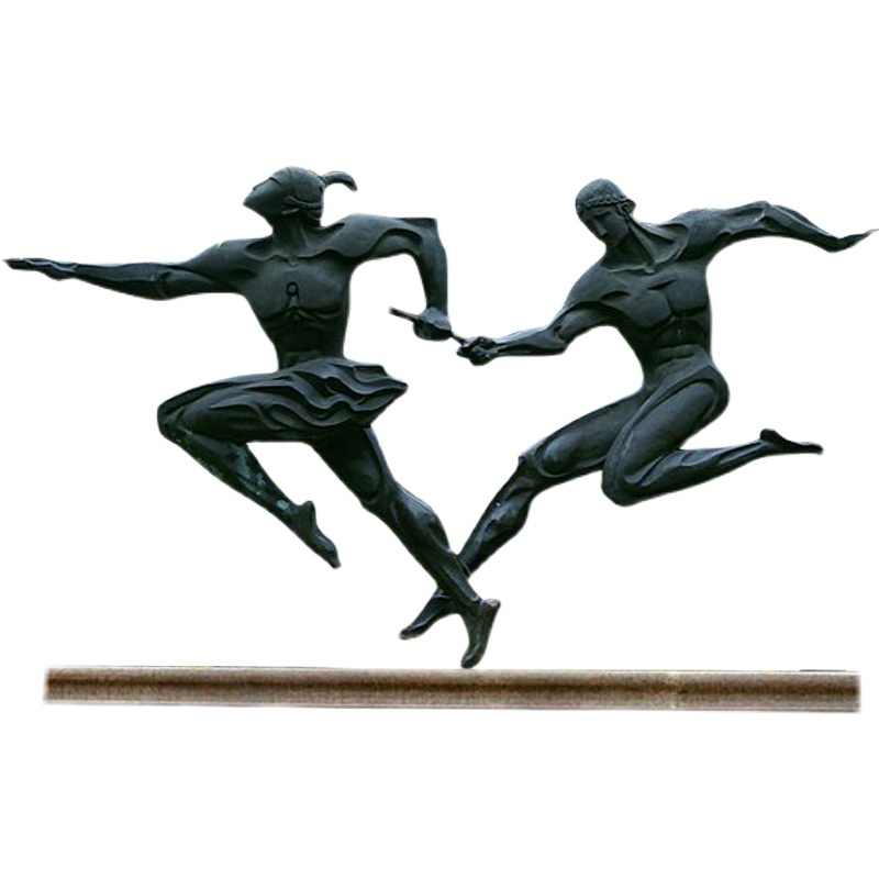 跑步接力赛玻璃钢雕塑学校人物运动雕像大型户外摆件