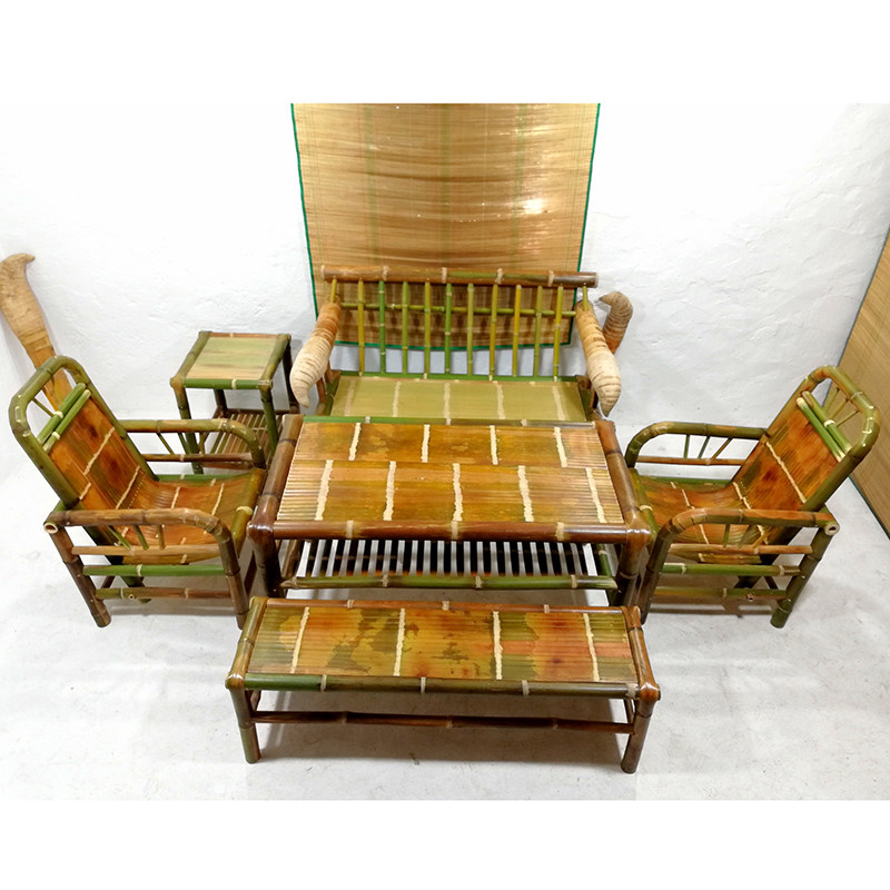 长沙茶桌板凳长板竹艺手工怀旧复古竹子沙发竹编