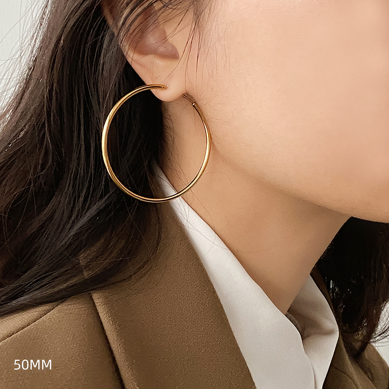 doudoustore保色欧美大金圆圈耳环女高高级金属hiphop耳环