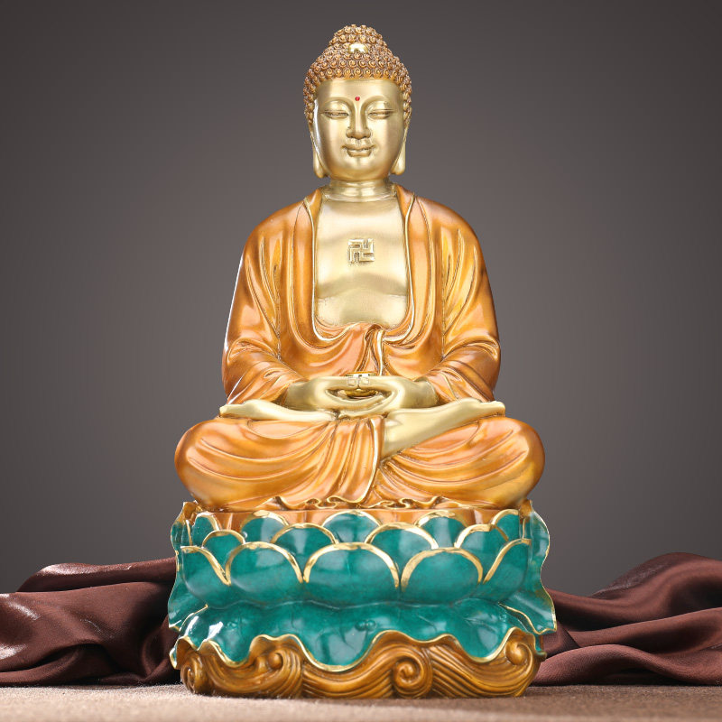 佛像摆件纯铜释迦牟尼家用供奉佛祖祖药师如来佛家居摆件