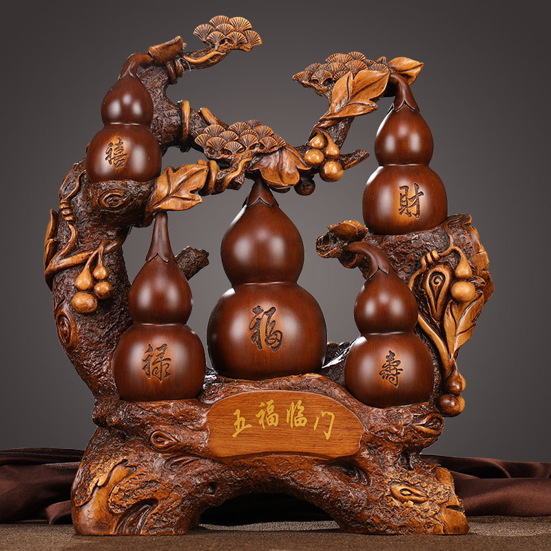 五福福临门葫芦摆件大号福禄招财玄关电视壁柜摆件