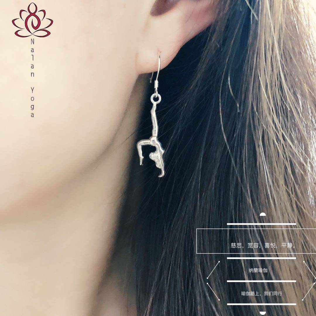瑜伽体式系列耳环银耳祈福守护许愿yoga善缘耳环