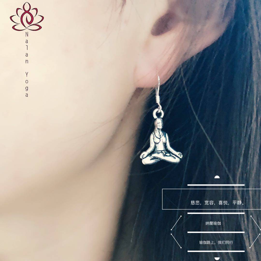 瑜伽体式系列耳环银耳祈福守护许愿yoga善缘耳环