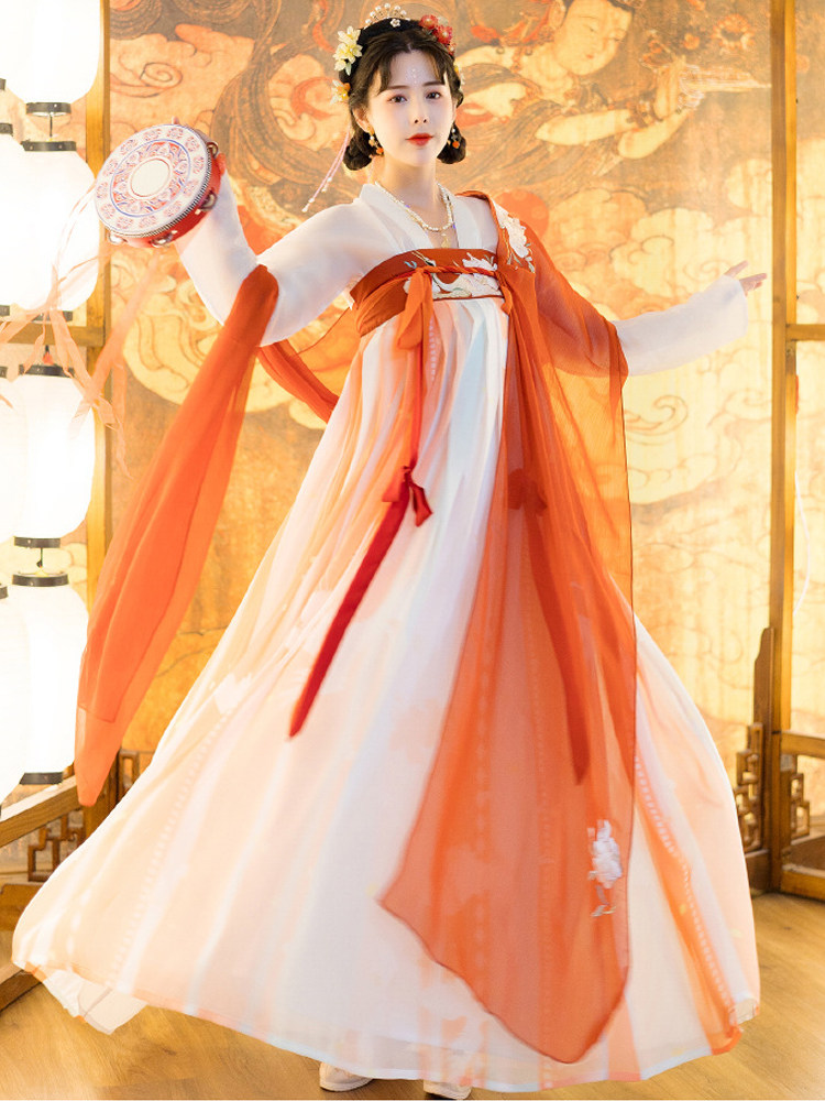 原创唐制汉服女全套齐胸襦裙极乐之宴薄款古装飘逸套装两片式现货