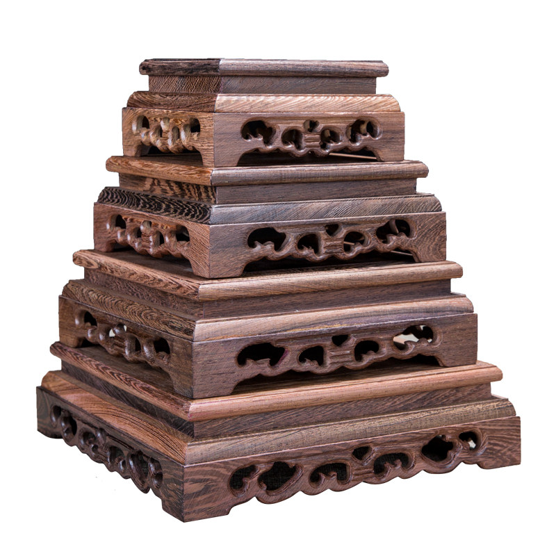 底座摆件木底方形托架佛像茶壶葫芦芦花工艺品木雕