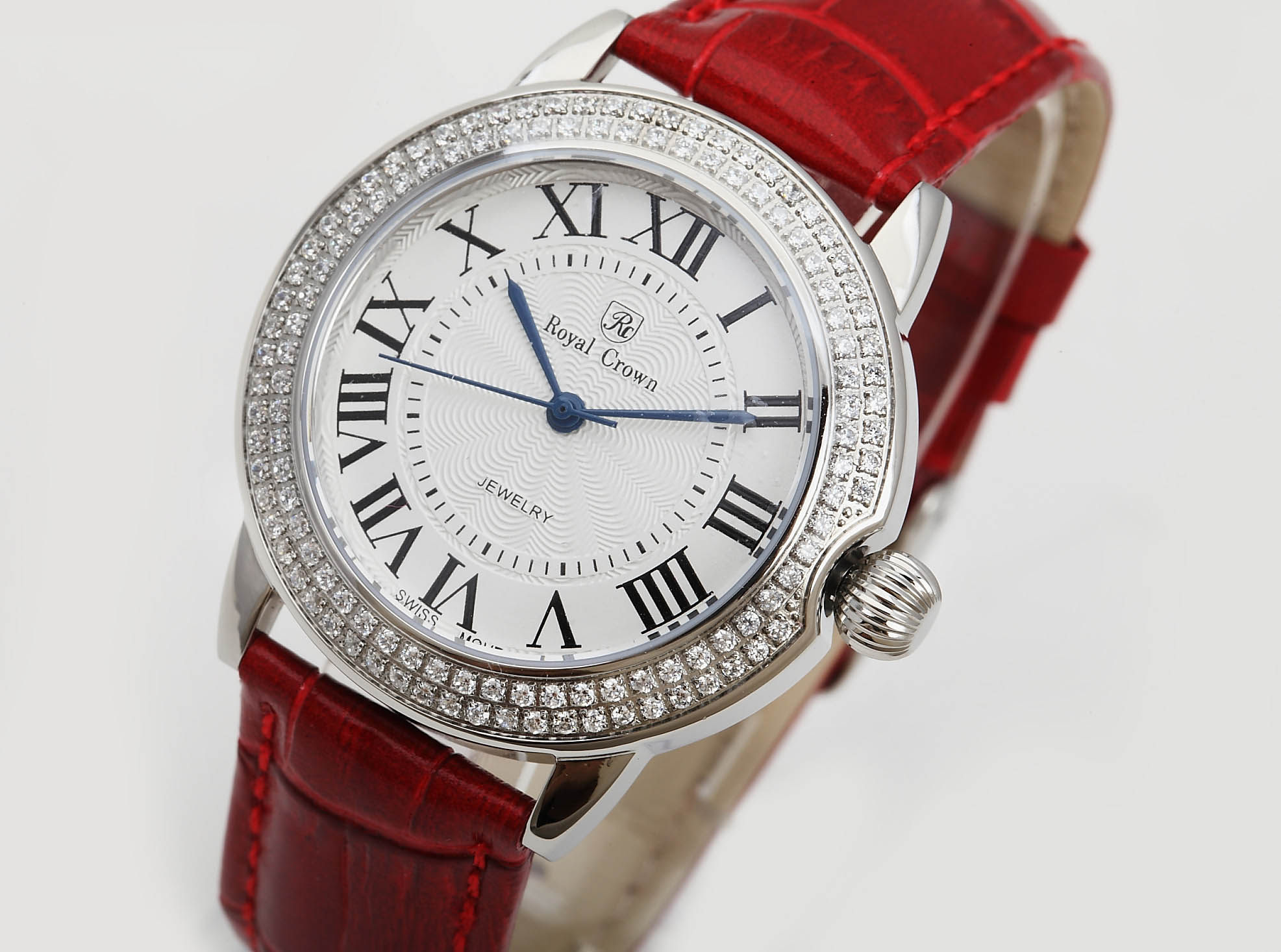 好货royalcrown萝亚克朗蓝宝石镜面镶钻女表气质国产腕表