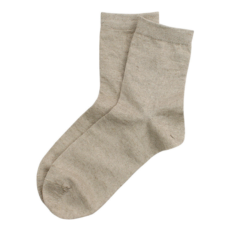 6双装亚麻袜子男纯亚麻中筒夏季薄款抗菌防臭吸汗透气女网眼短袜