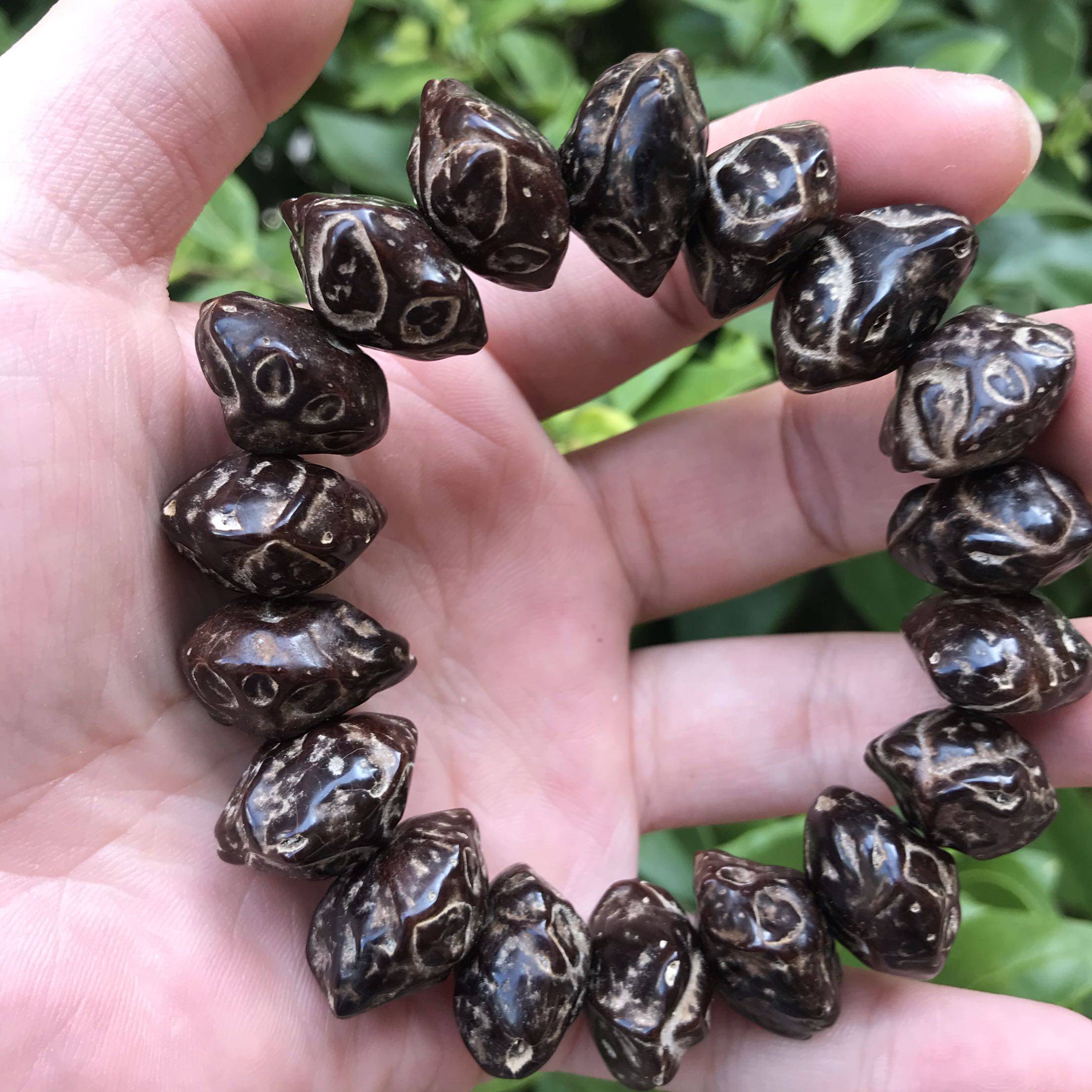 天然黑色天台莲台鬼脸菩提提子佛珠手串文玩手链