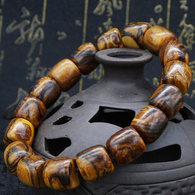 越南花奇楠桶珠沉香木佛珠手串文玩男女款饰品念珠手链