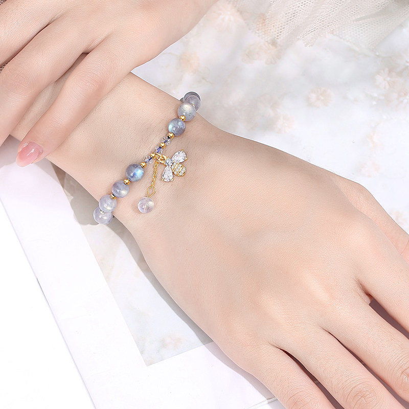 天然月光石手链女生 夏转运珠招财水晶手串ins小众设计感闺蜜手饰