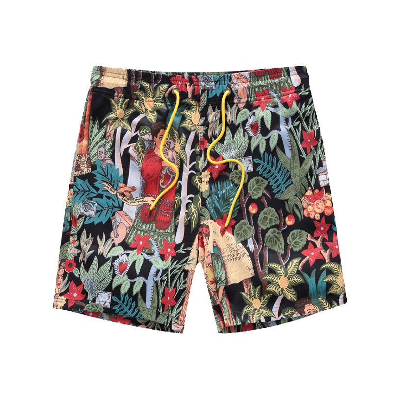 弗里达阿美咔叽复古速干宽松泰国沙滩裤男女情侣休闲花短裤男潮牌