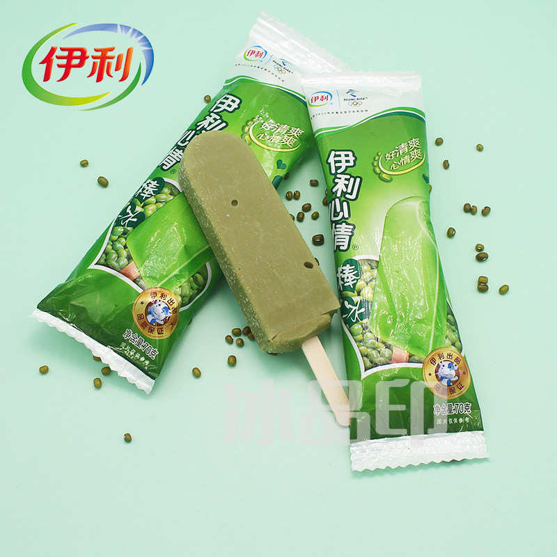 5支伊利心情绿莎莎莎雪糕冰淇淋冰棍绿豆冷饮冰淇淋