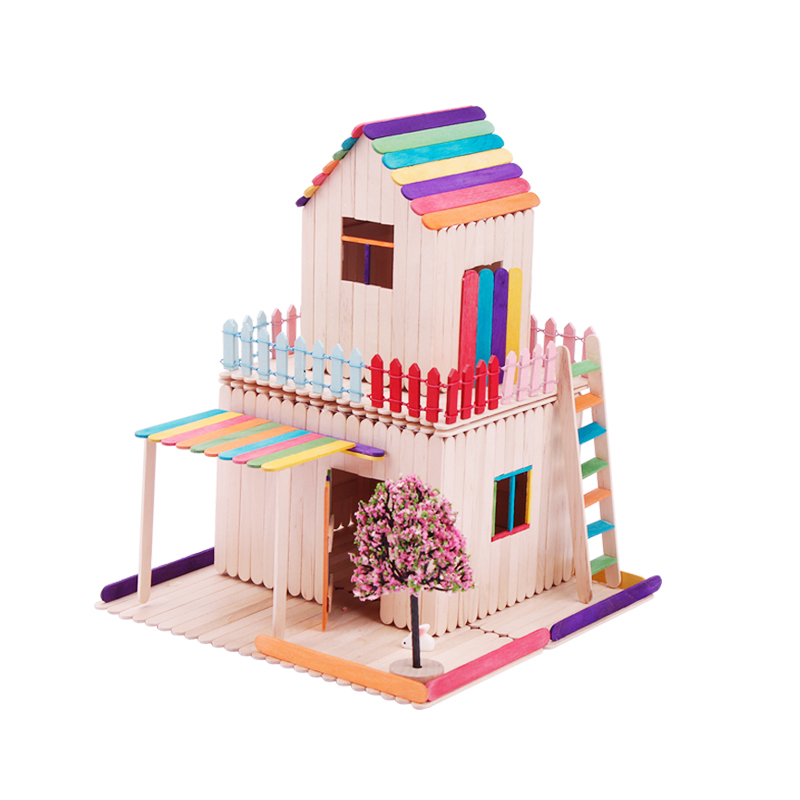 手工制作雪糕棒冰棍棒模型材料木棒棍冰激凌圆木棒拼装diy小房子