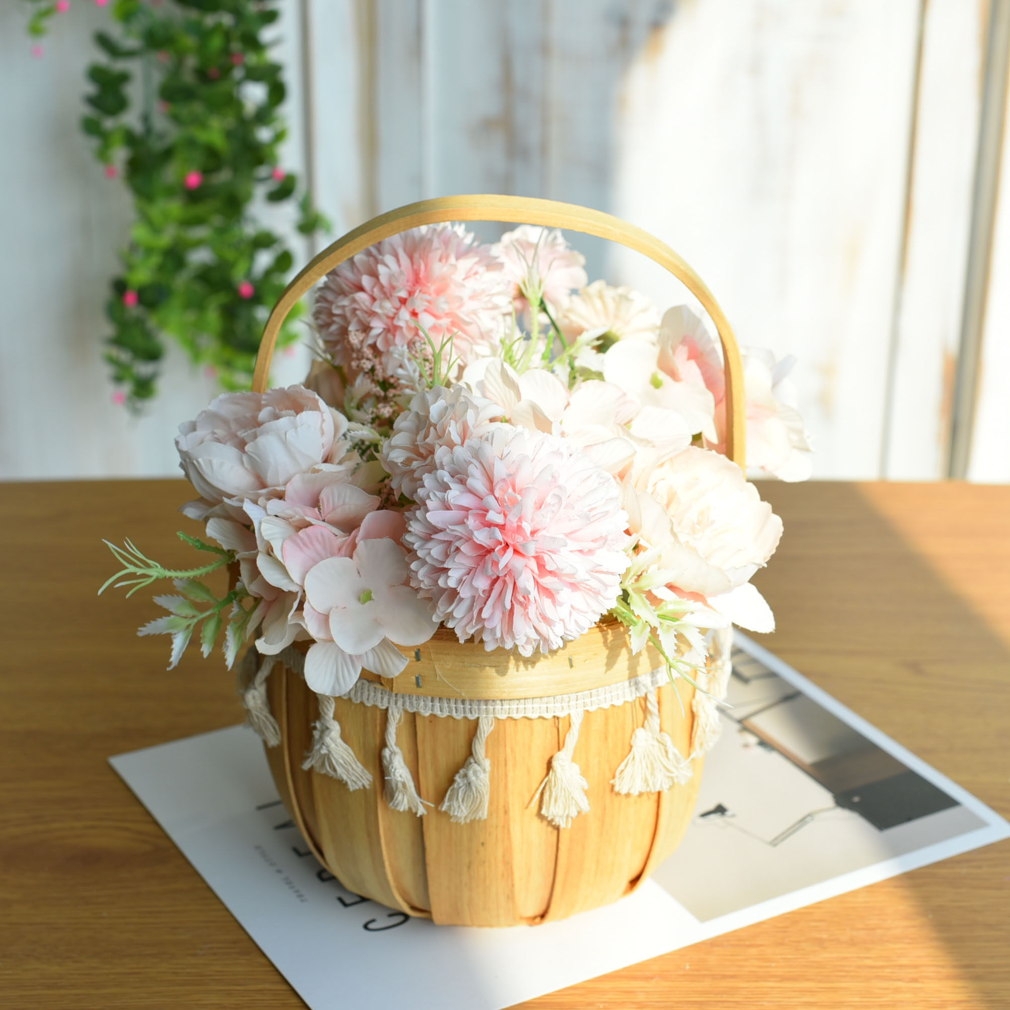 花篮篮子野餐ins插花编织花盆藤编手提日式花篮