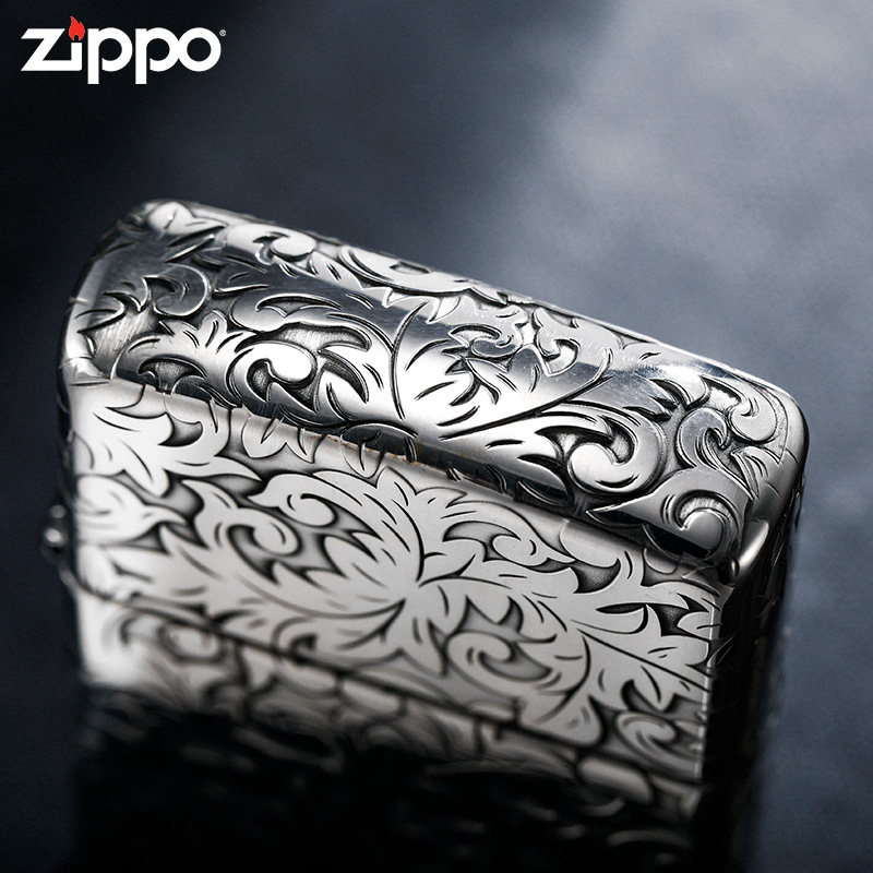 zippo打火机正版纯银五面大唐唐草zoop美国原装zippo