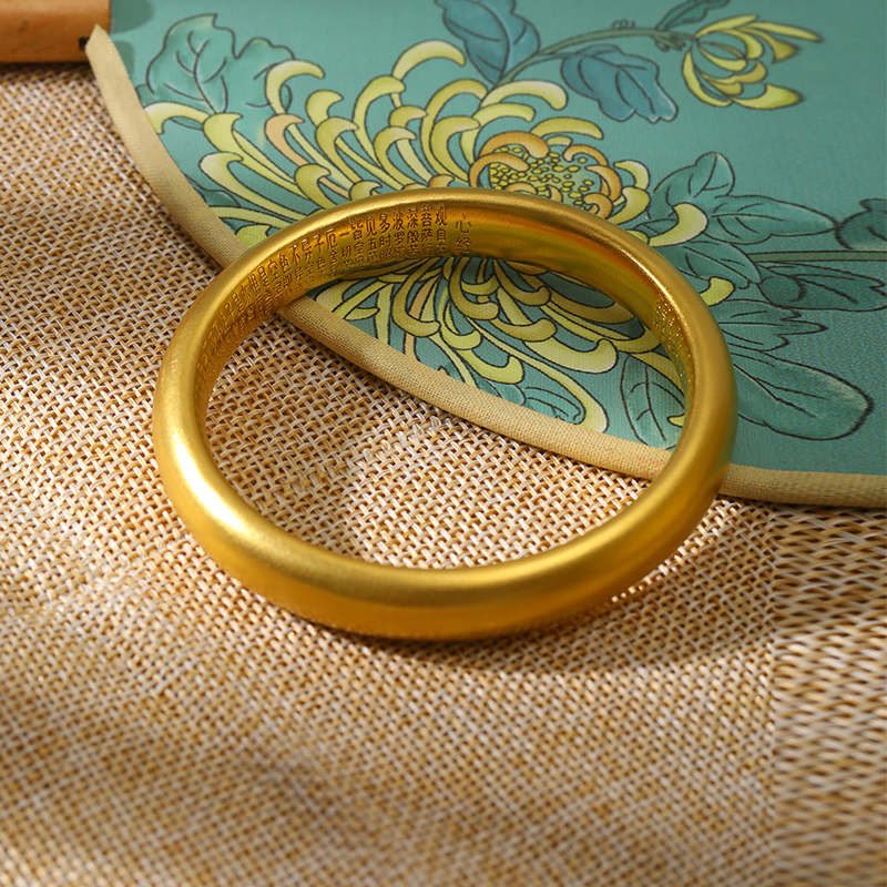 三世三生黄金手镯女宽面金包银古法传承简约手镯