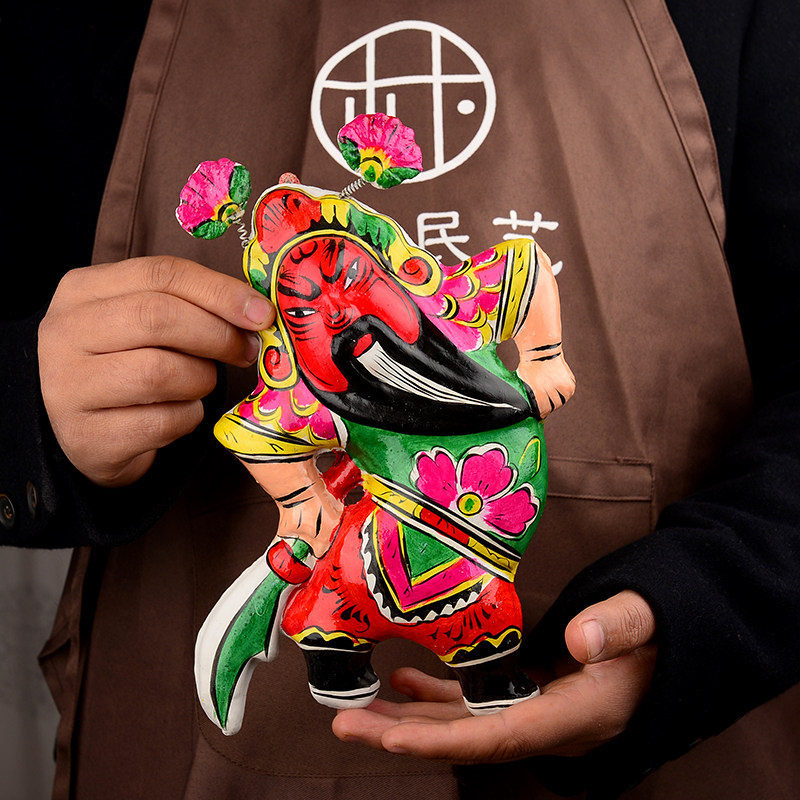 中朴民艺陕西凤翔手工彩绘泥塑钟馗料豆盖被泥人