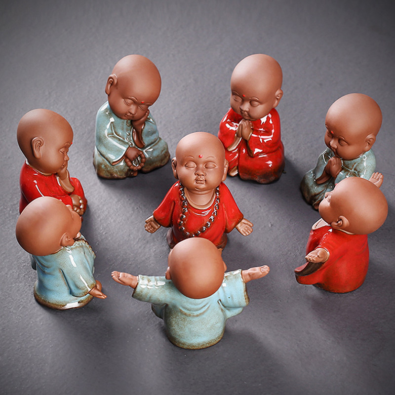 小和尚紫砂茶宠摆件精品可养禅意人物佛可爱茶玩四不小沙弥茶童