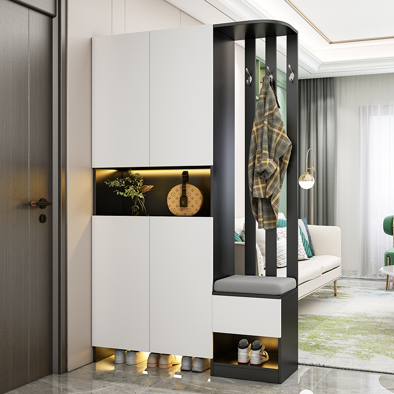鞋柜家用门口玄关柜可坐入户进门隔断柜现代简约靠墙屏风柜挂衣架