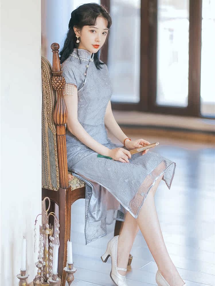 沧海遗珠复古国风年轻少女蚀骨旗袍改良连衣裙修身旗袍