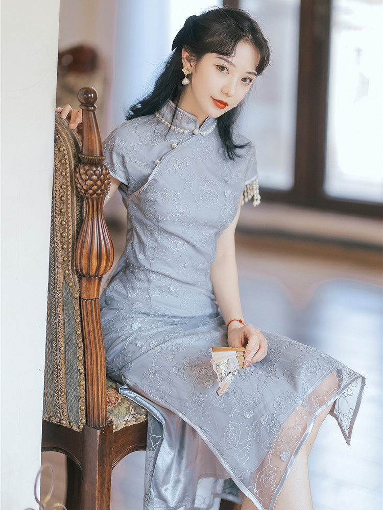 沧海遗珠复古国风年轻少女蚀骨旗袍改良连衣裙修身旗袍