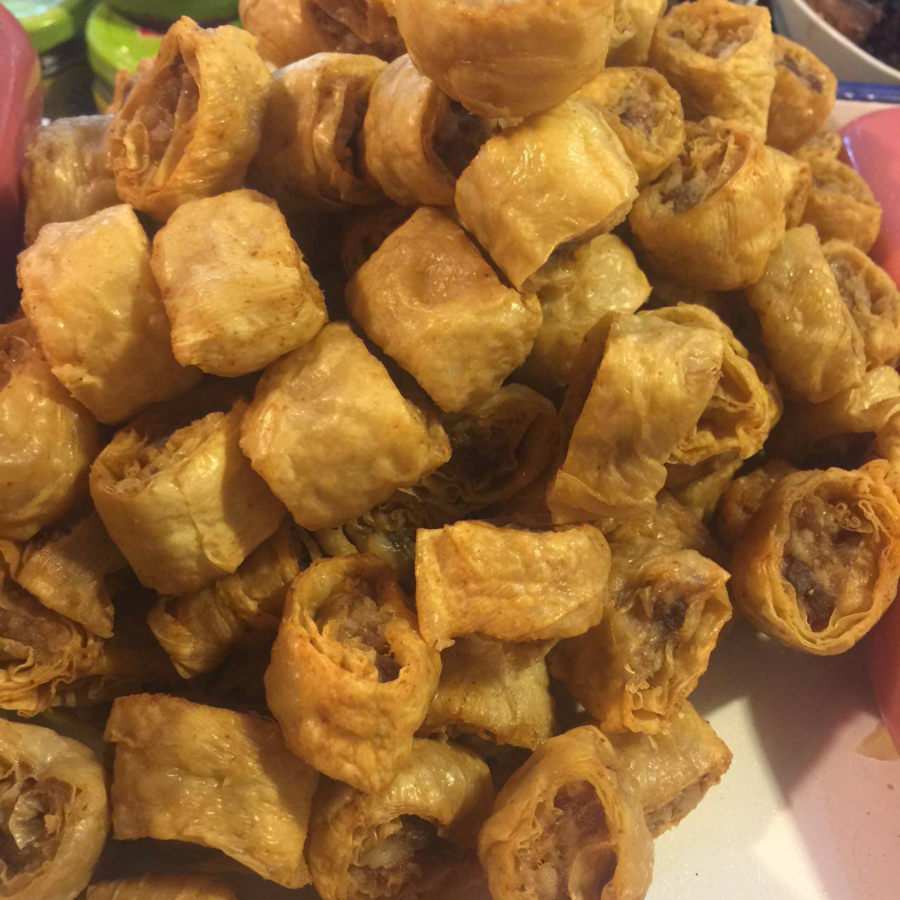 诸暨手工猪肉皮卷土炸响铃猪肉农家豆腐皮皮卷三鲜配菜500g