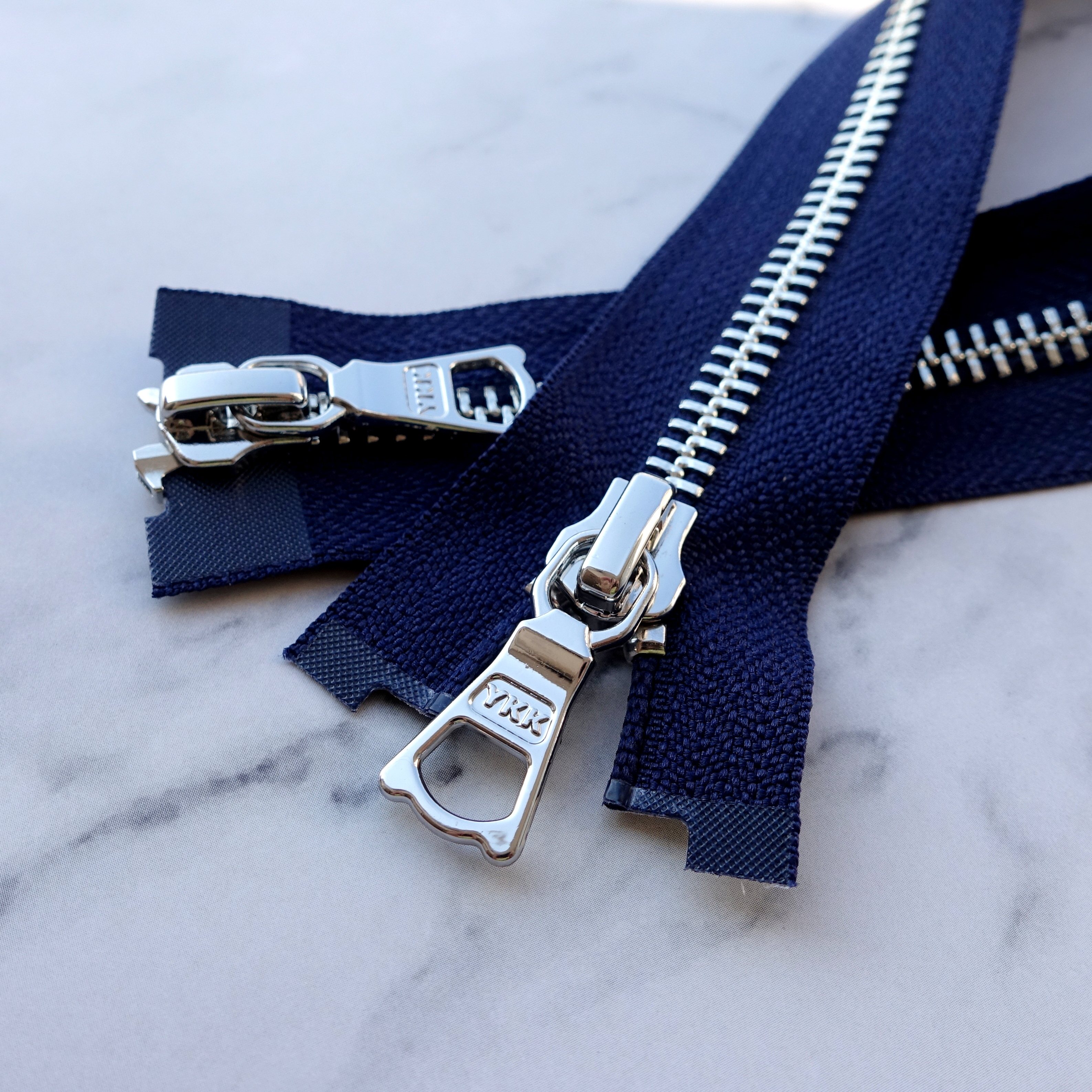 ykk拉链5号亮银挂镀双藏青外套夹克开衫门服装拉链