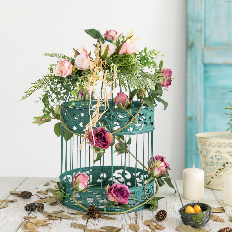 阿楹复古鸟笼装饰摆件挂件ins家居墙上花艺鸟笼