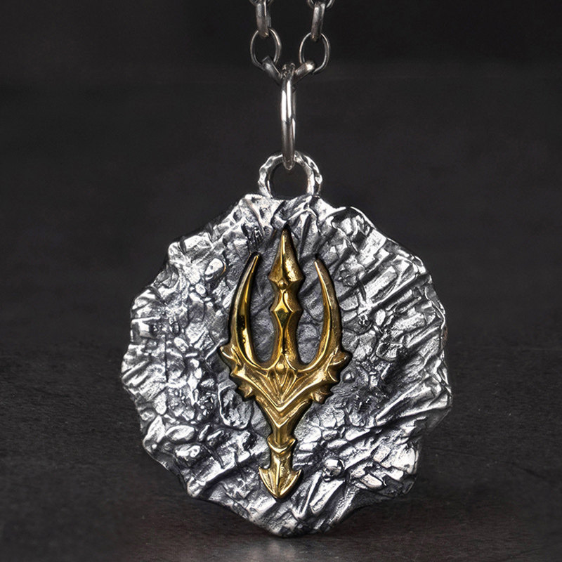 海王波塞冬寒冰之怒项链三叉戟吊坠潮男男女复古项坠