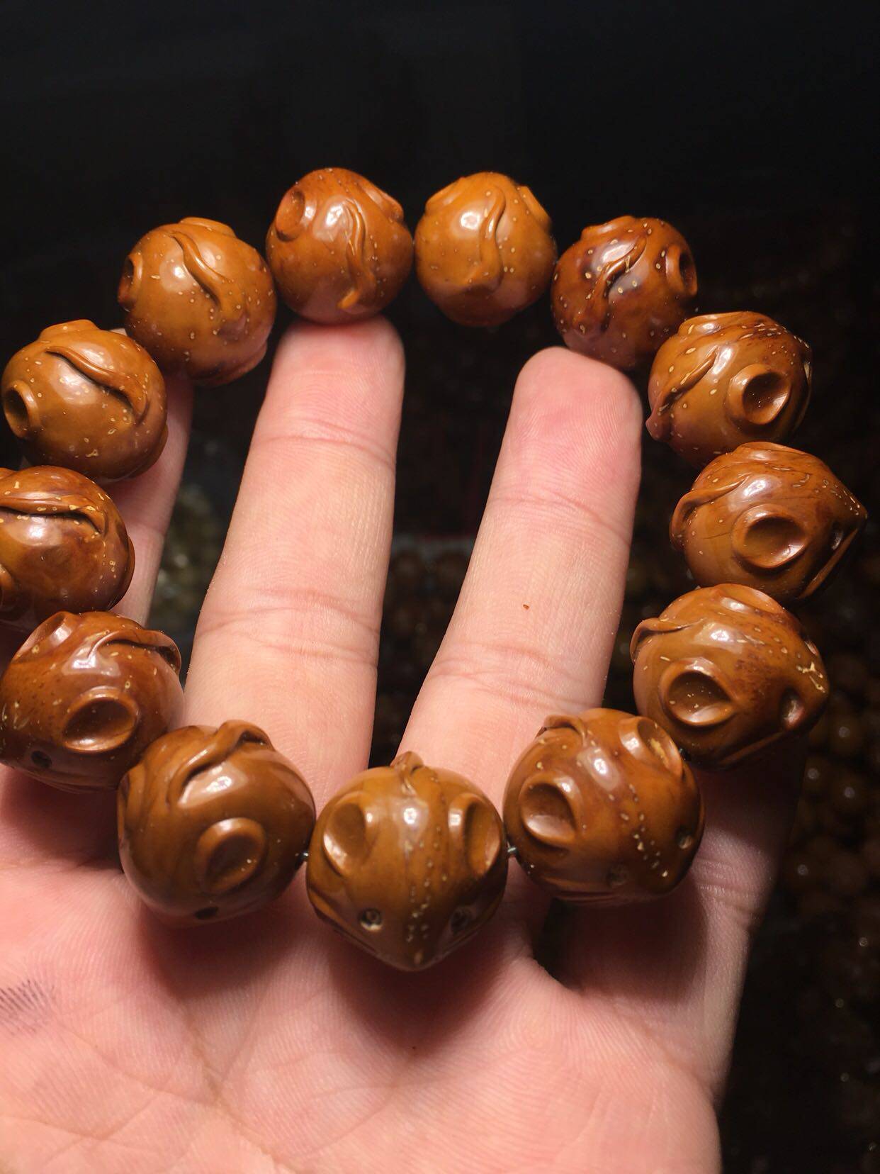 紫金金鼠招财雕刻小老鼠鼠钱1816mm手串手链黄皮佛珠