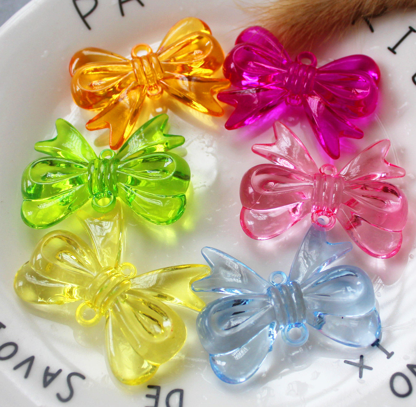 彩色水晶蝴蝶结宝石儿童过家家装备游戏串珠男女手工串珠